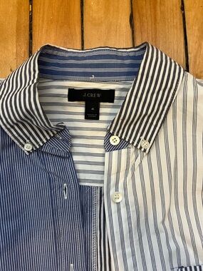 J. Crew Women’s Navy & White Striped Button-Down Shirt